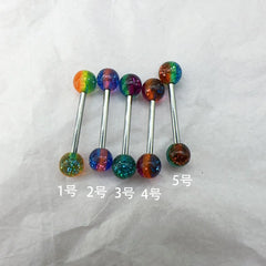 Glitter Powder Rainbow Acrylic Tongue Ring