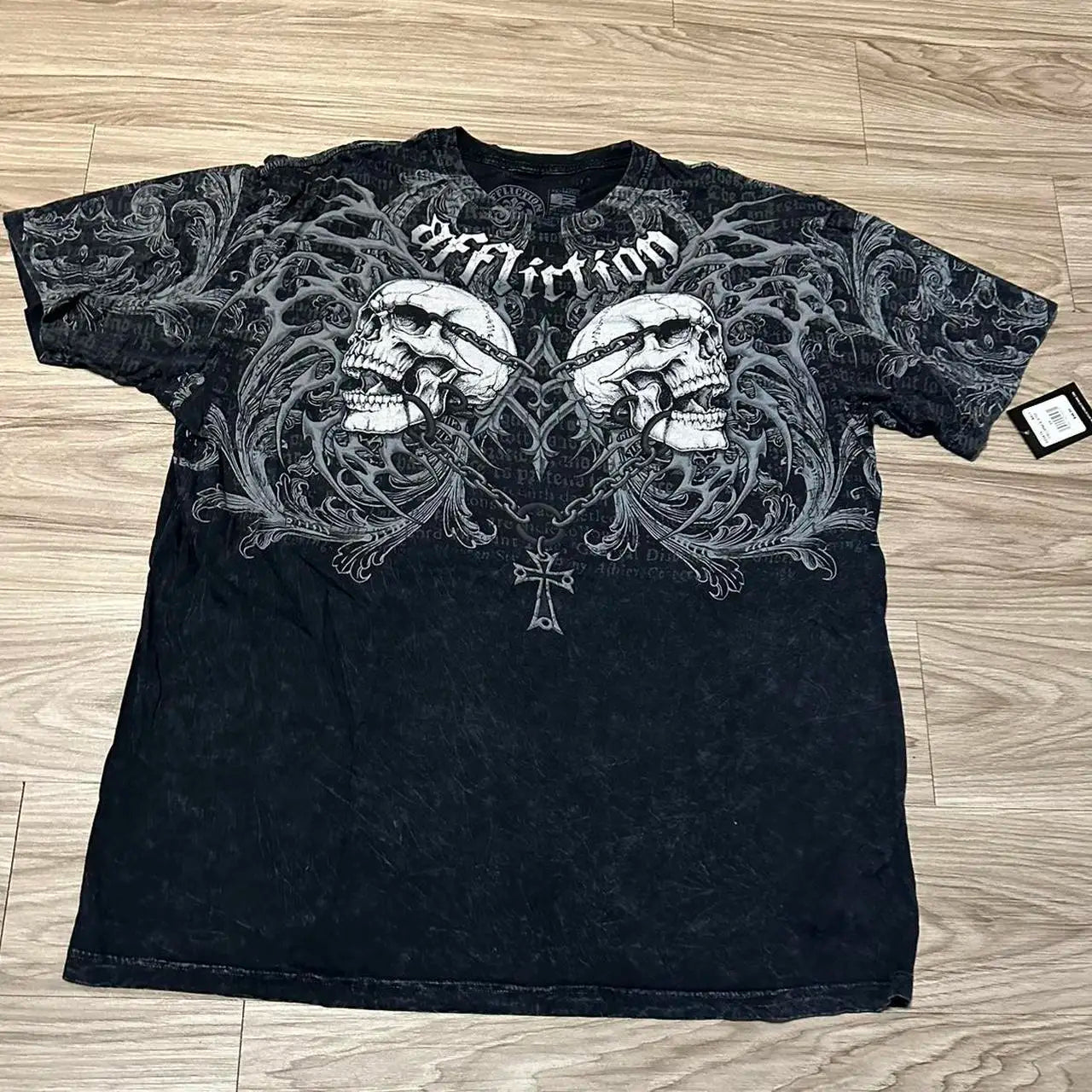 Grunge Wings Print Cotton T-shirt Main image