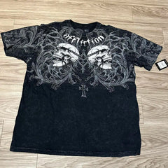 Grunge Wings Print Cotton T-shirt