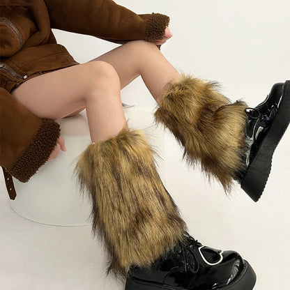 Gothic Faux Fur Vintage Sock
