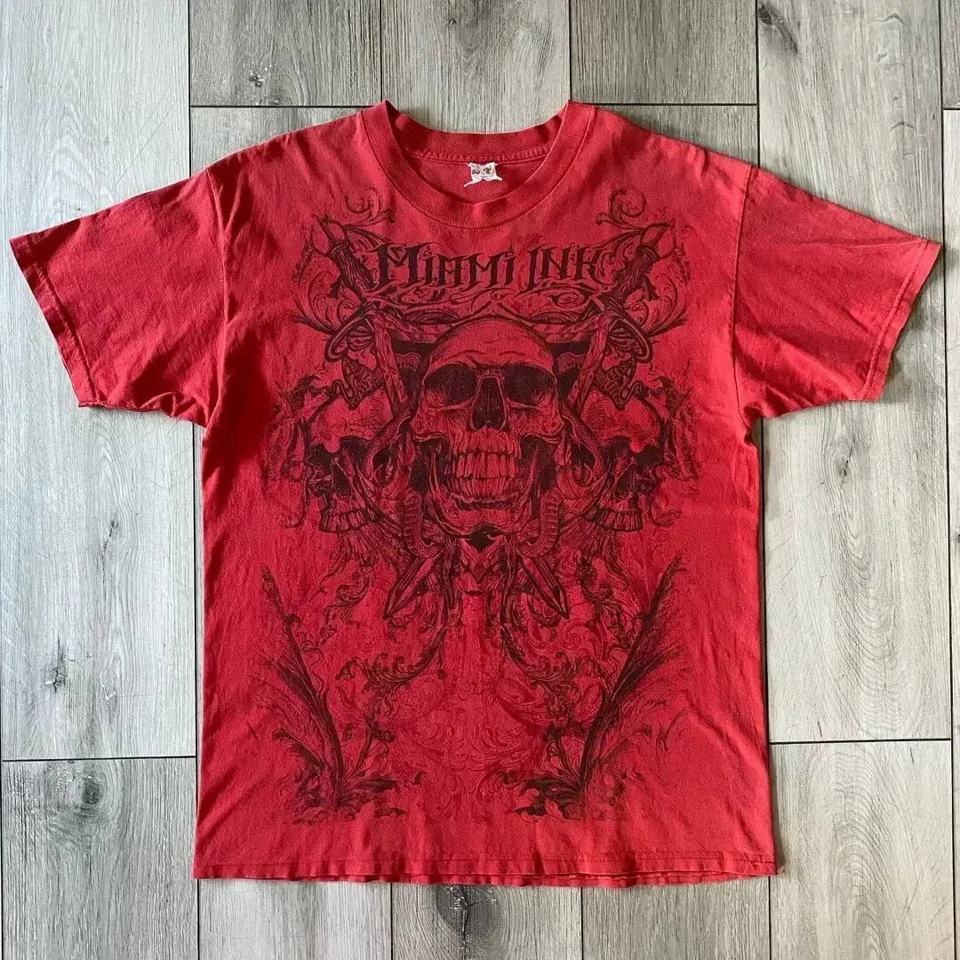 Wing Pattern Gothic Cotton T-shirt