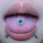 Punk White Porcelain Magic Eye Tongue Ring