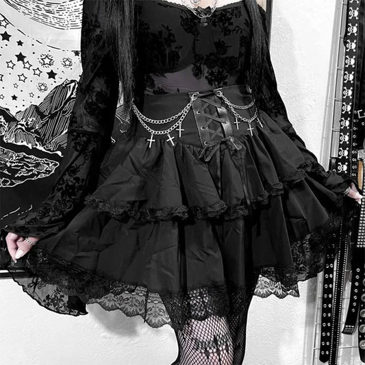 Drawstring Ruffle Fairycore Skirt