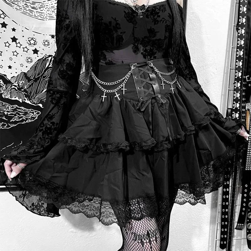 Drawstring Ruffle Fairycore Skirt Main image