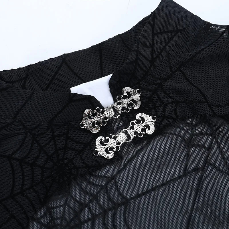 Goth Batwing Crop Mesh Top