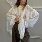 Sheer Chiffon Ruffle Blouse