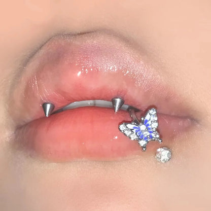 Aesthetic Butterfly Zircon Stainless Steel Lip Stud