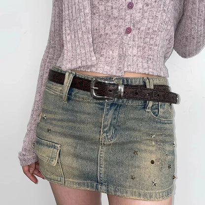 Y2K Gothic White Jeans Waist Belt