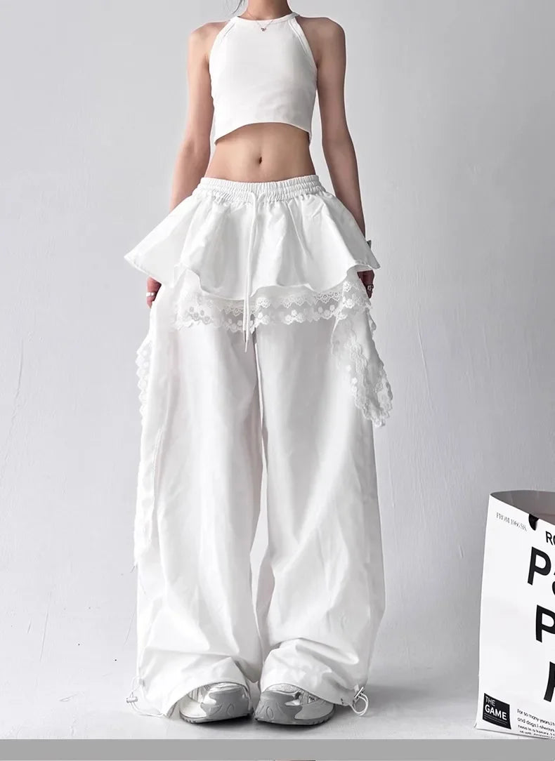 Lace Patchwork Cargo Pants