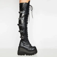 Big Size Cosplay Buckle Platform Gothic Wedges Boot