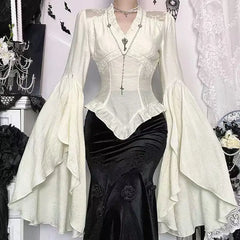 Slim Fit Gothic Blouse Long Sleeve
