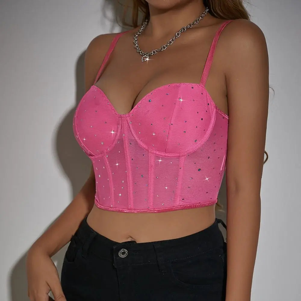 Black Mesh Hollow Out Sexy Tank Crop Top