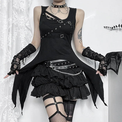 Gothic Vintage Punk Black Slim Tank Crop Top