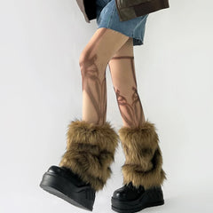 Gothic Faux Fur Furry Boot Sock