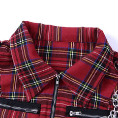 Plaid Zipper Chain Corset