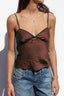 Retro Dots Print Lace Trim V Neck Crop Top