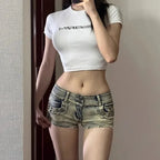 Skinny Low-Rise Denim Short