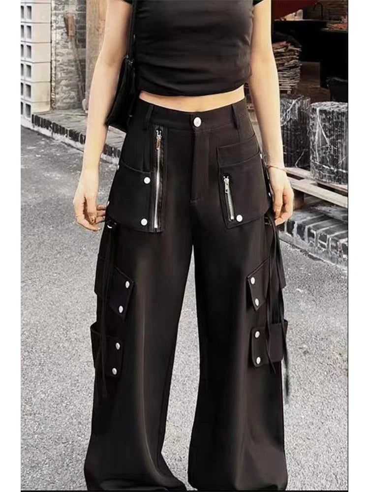Black Gothic Y2K Cargo Denim Pant