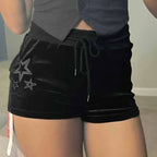 Velvet Rhinestone Drawstring Short