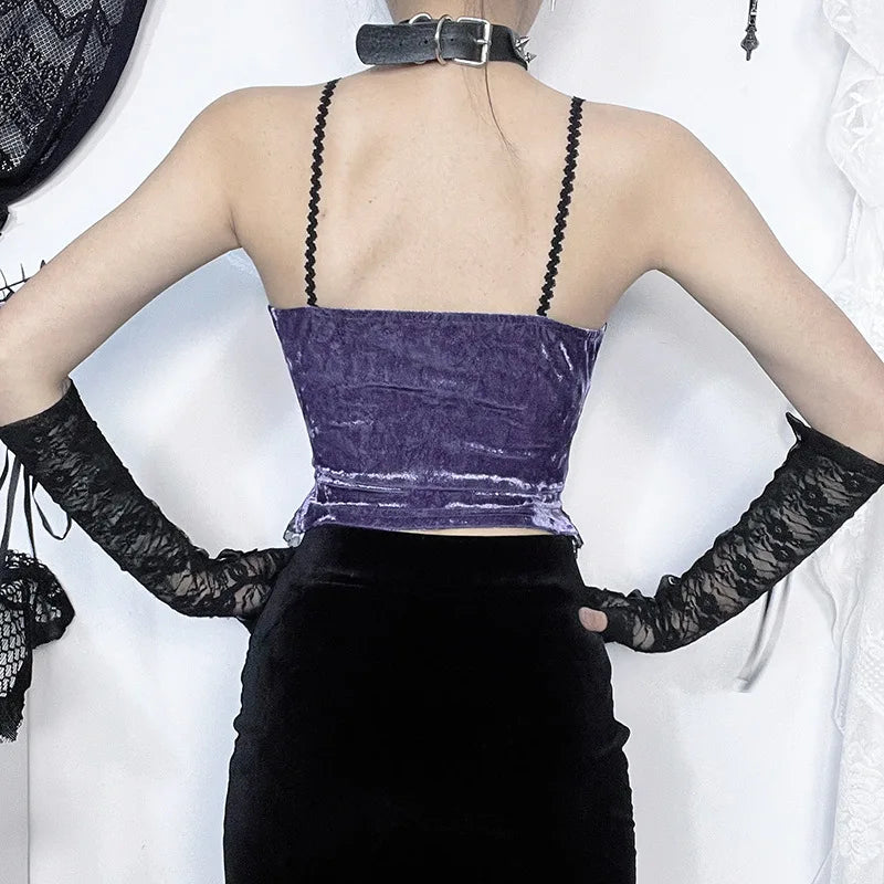 Velvet Patchwork Strappy Corset