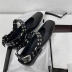 Pointed Toe Chunky Slingbacks Belt Buckle Flat