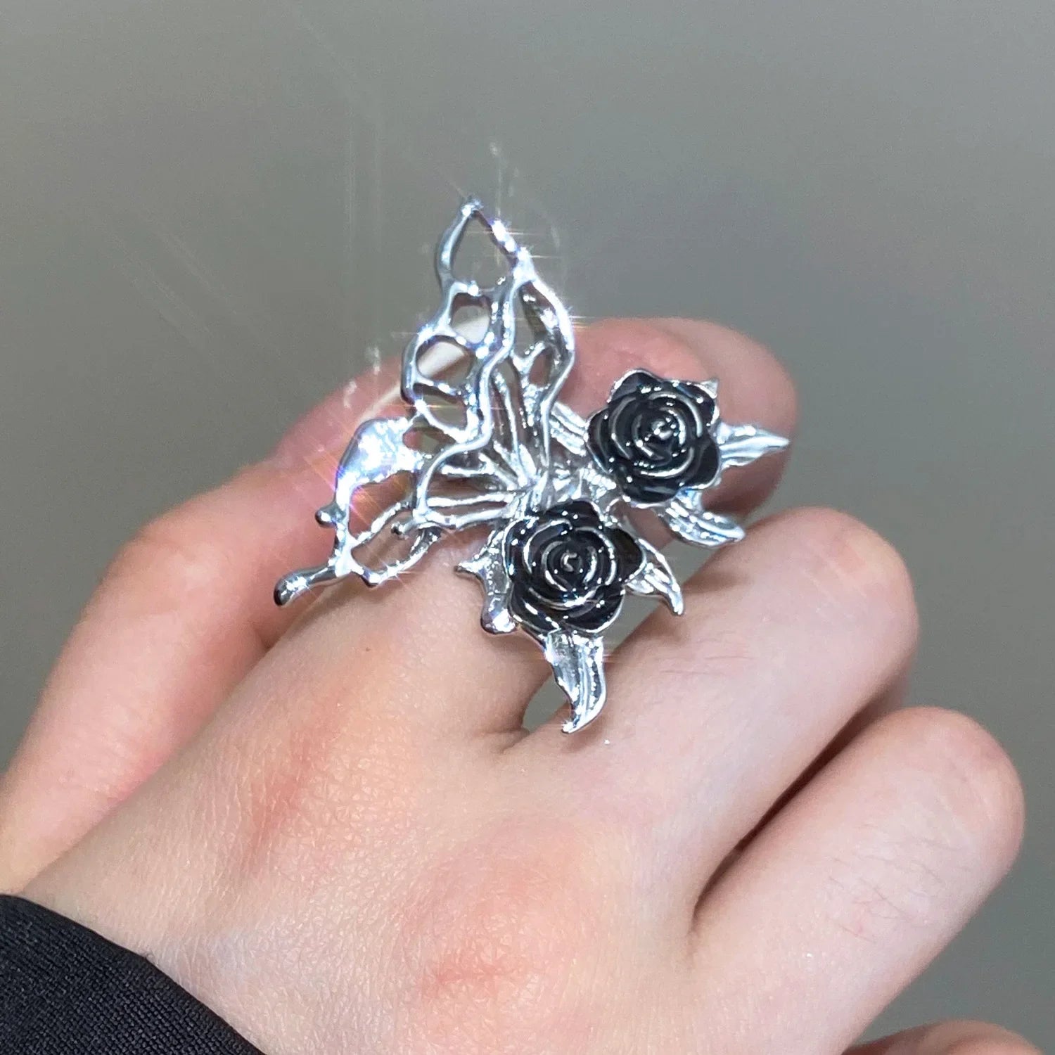 Gothic Black Rose Ring