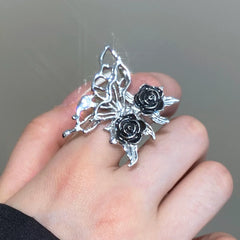 Gothic Black Rose Ring