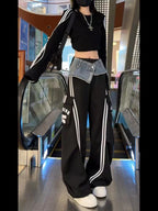 Black Gothic Skirt Parachute Denim Pant