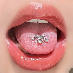 Punk Stainless Steel Snake Animal Tongue Ring