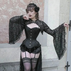 Gothic Flared Sleeve Silk Blouse