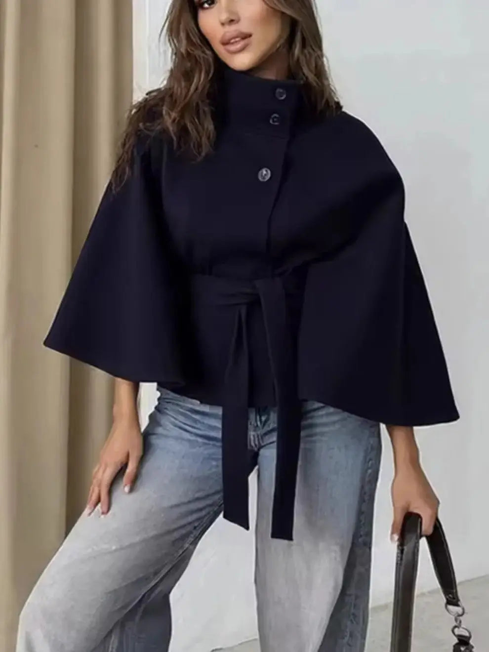 Lace-Up High Neck Cloak Cloak Main image
