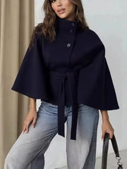 Lace-Up High Neck Cloak Cloak