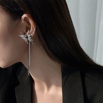 Punk Darts Chain Tassel Clip Stud Earring