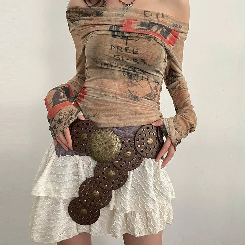 Western Gothic Cowboy Wide Rivet Belt