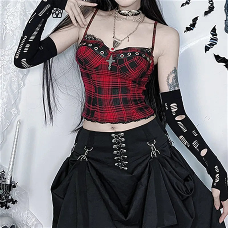 Plaid Sling Crop Corset Secondary image