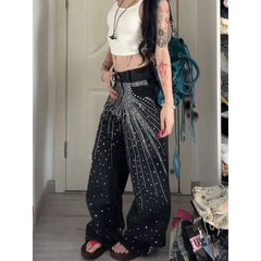 Rhinestone Low Waist Pants