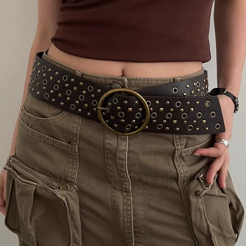 Retro Gothic Rivet Wide Belt