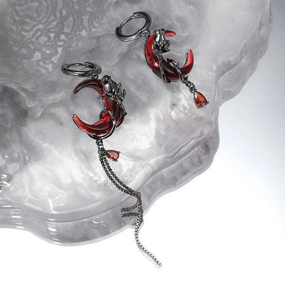 Gothic Black Skull Awl Rock Statement Earring