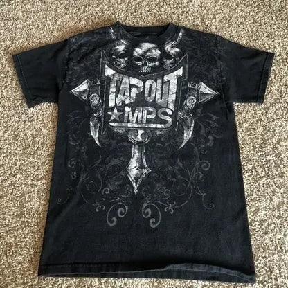 Skull Print Oversized Cotton T-shirt