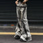 Contrast Color Flared Denim Pants