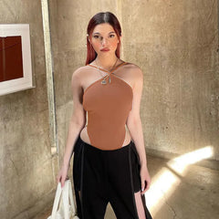 Bandage Backless Gothic Bodysuit Crop Top