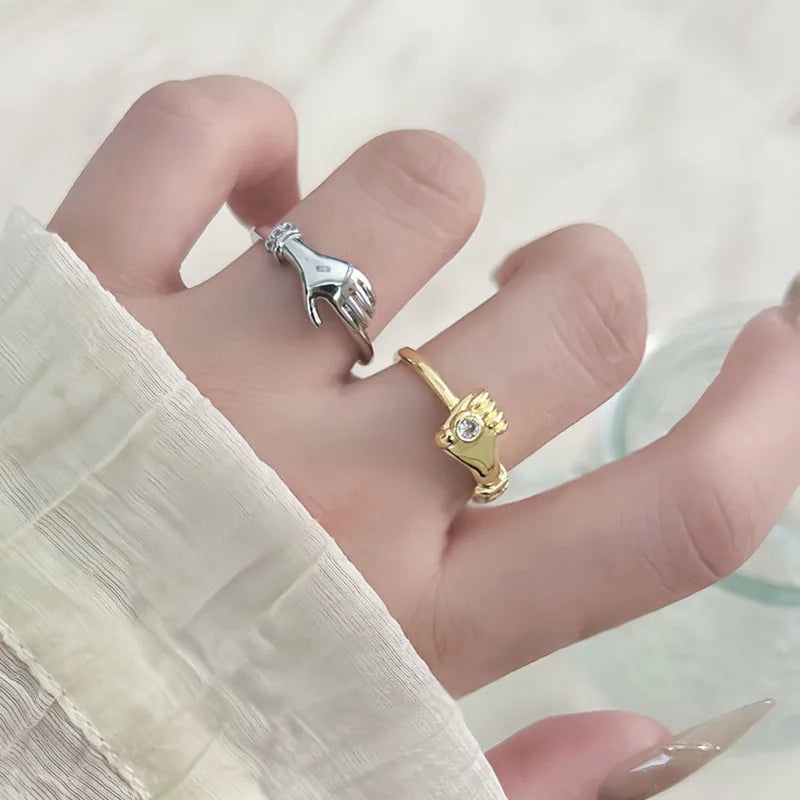 Creative Couple Handshake Gothic Ring Main image