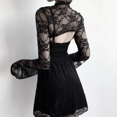 Dark Gothic Lace Mesh Blouse