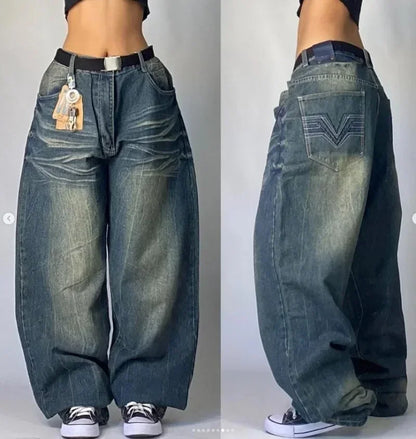Y2K Gothic Wing Embroidery Pant