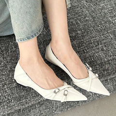 Fashion Metal Pointed Toe Spring Autumn Shallow Flat