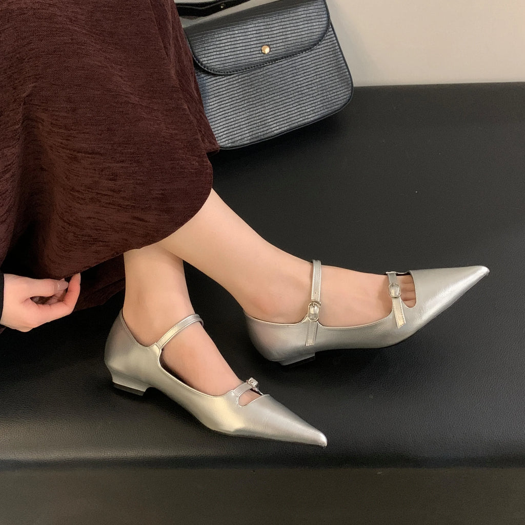 Bailamos Red Elegant Mary Jane Flat Heel Flat