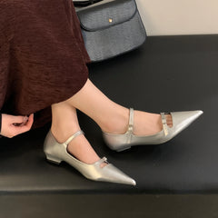 Bailamos Red Elegant Mary Jane Flat Heel Flat