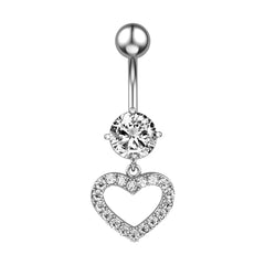 Heart Crystal Dangle Gothic Belly Ring