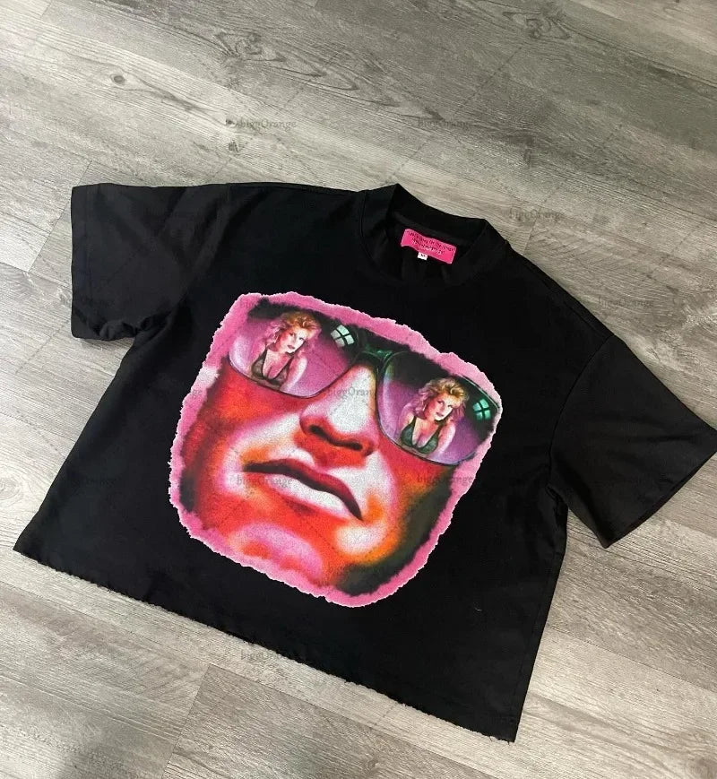 Retro Pattern Print Loose Cotton T-shirt