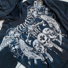 Gothic Skull Print Loose Hoodie